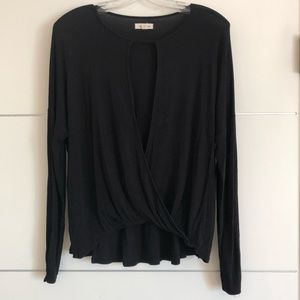 silence + noise | Black Keyhole Long Sleeve Top M